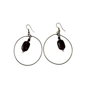 Elegant Amber Brown Hoop Earrings